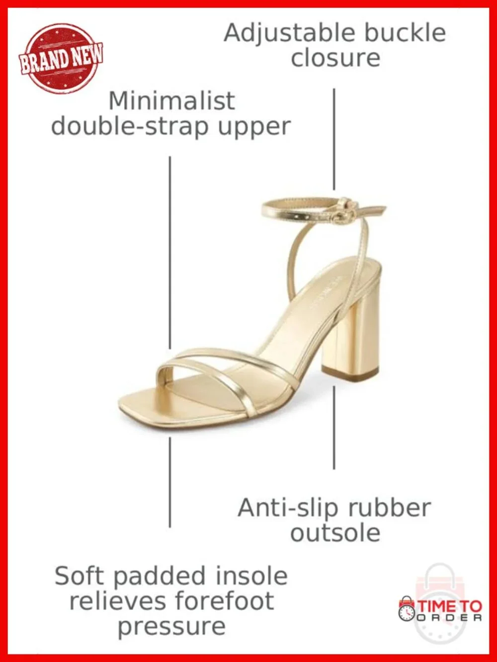 Women's Strappy Chunky Heeled Sandals Square Toe Ankle Buckle Dress Party Shoes